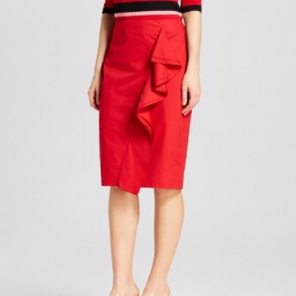 Who What Wear Red Ruffle Pencil Skirt NWT Size 20W